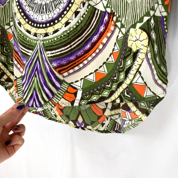 Chico's Blouse Multicolor Geometric High Low 0 (4/S) - Picture 6 of 8